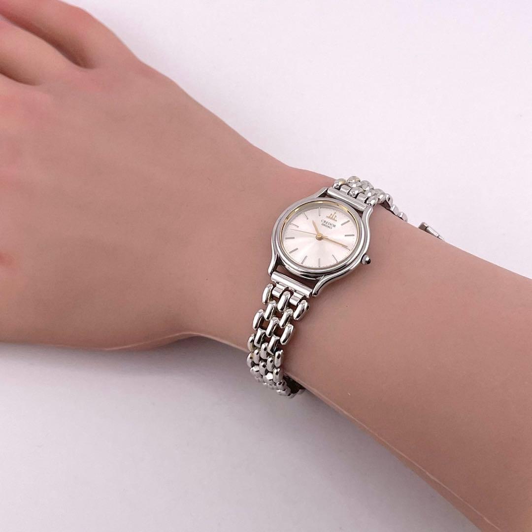 【稼働】SEIKO CREDOR 腕時計 ゴールド　シルバー 新品電池