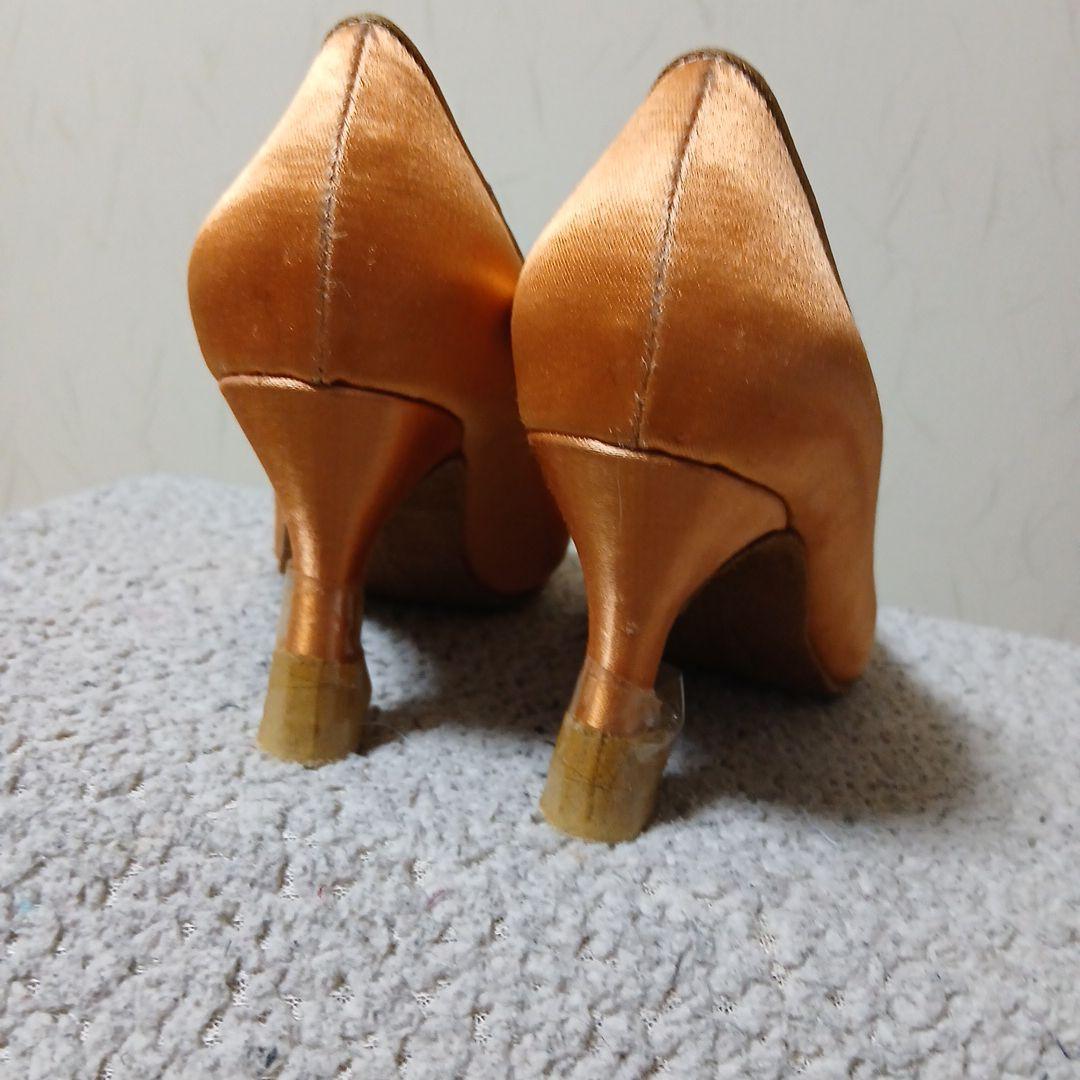 モニシャンオレンジ サテン社交ダンスシューズ