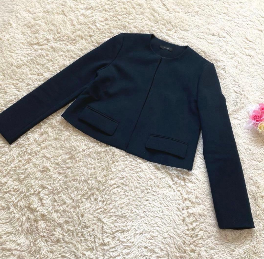 yoko chan ヨーコチャン ポケット付きノーカラージャケット