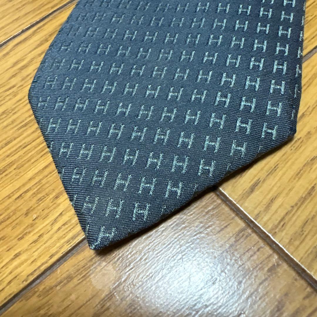 SALE! HERMES エルメス　Hロゴパターン ネクタイ ダークブルー