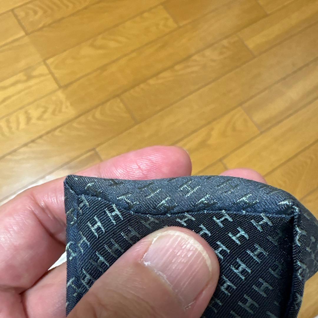 SALE! HERMES エルメス　Hロゴパターン ネクタイ ダークブルー
