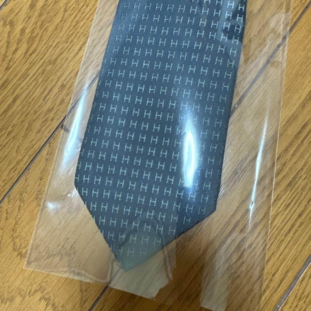 SALE! HERMES エルメス　Hロゴパターン ネクタイ ダークブルー