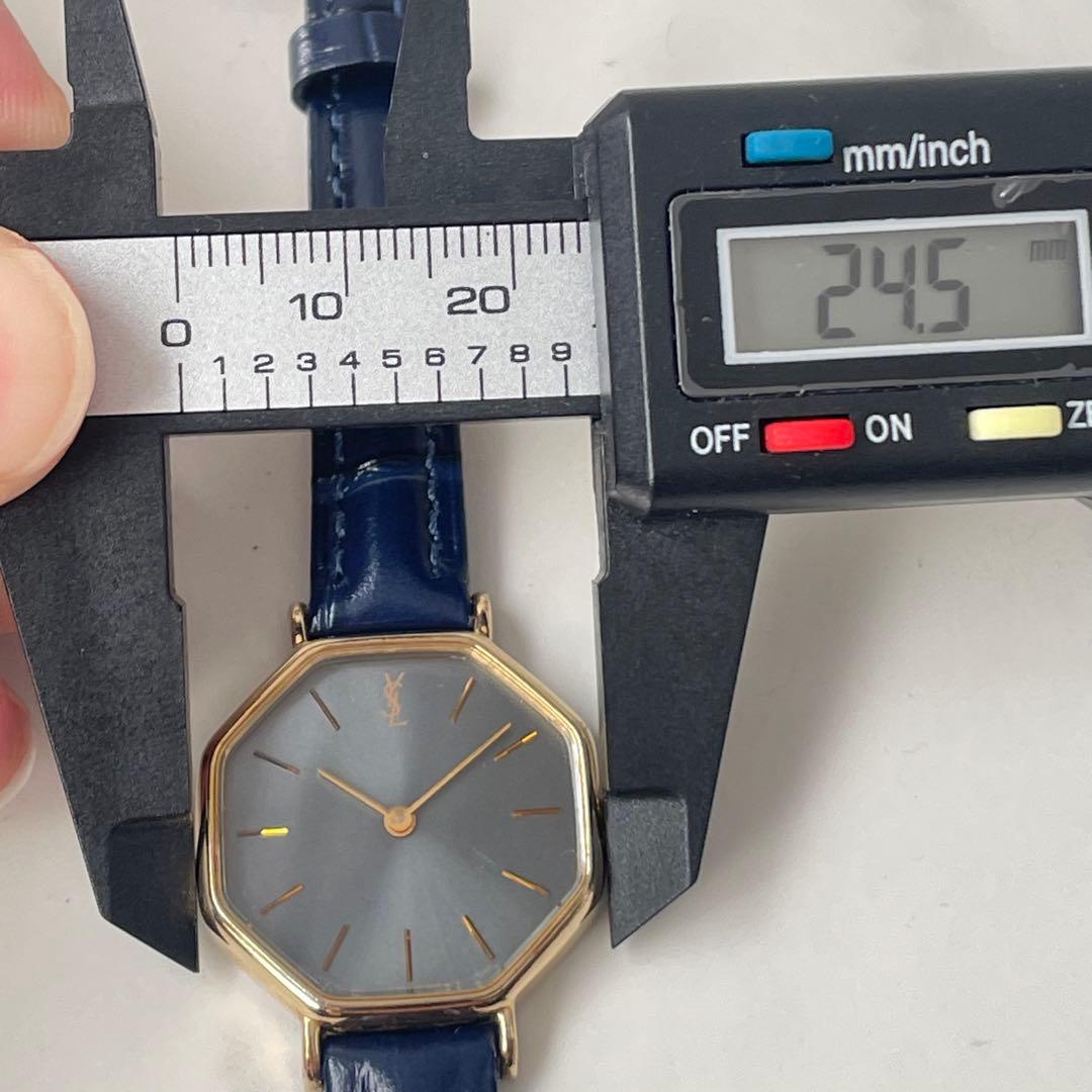 稼動品　YSL イヴサンローラン　オクタゴン　グレー文字盤　ゴールド　腕時計