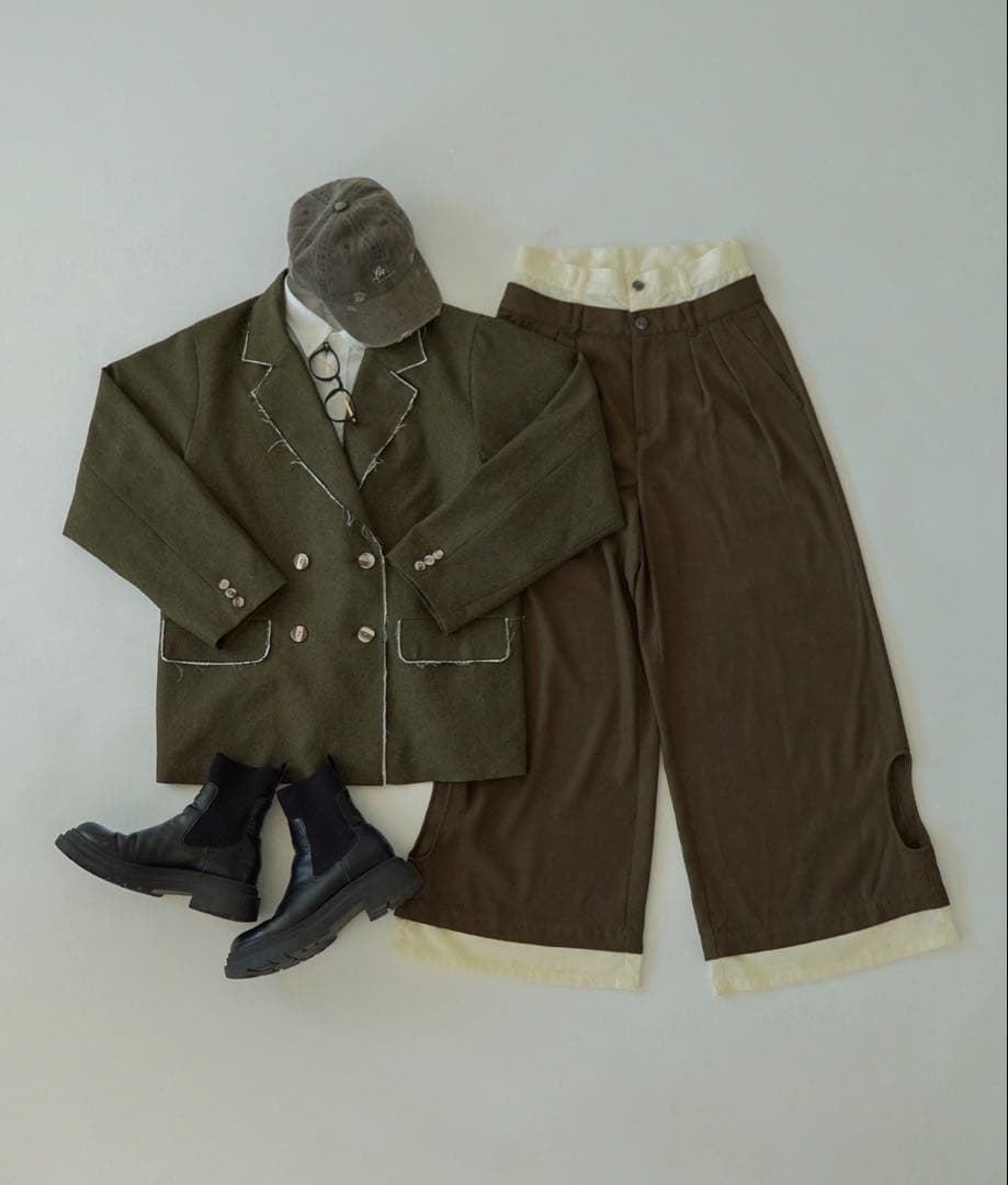 loin nuit テーラードジャケット　カーキ