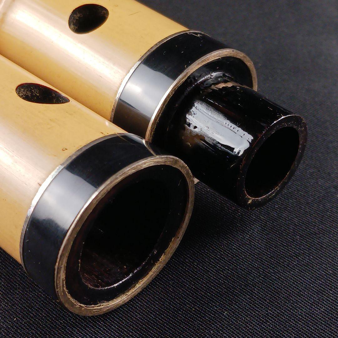 Y3110-5 琴古流 尺八 在銘 銀三線 全長64㎝ 竹製