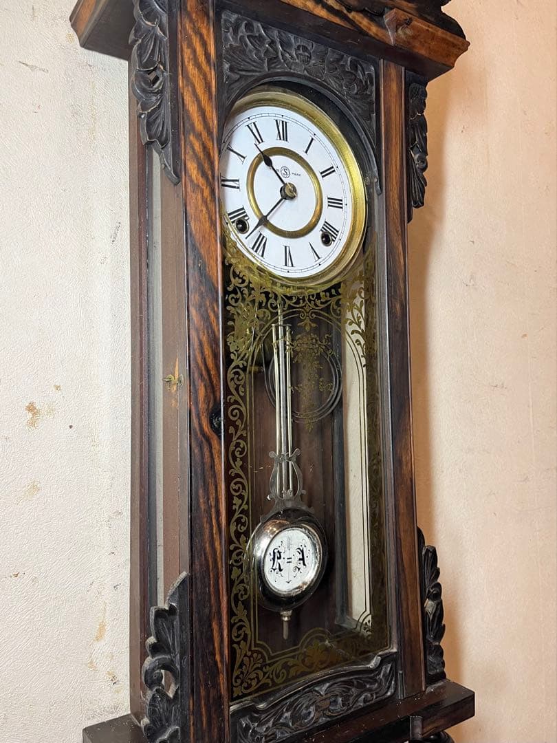 精工舎　黒柿　柱時計　古時計　振り子　レトロ　ゼンマイ　ユンハンス　ボンボン