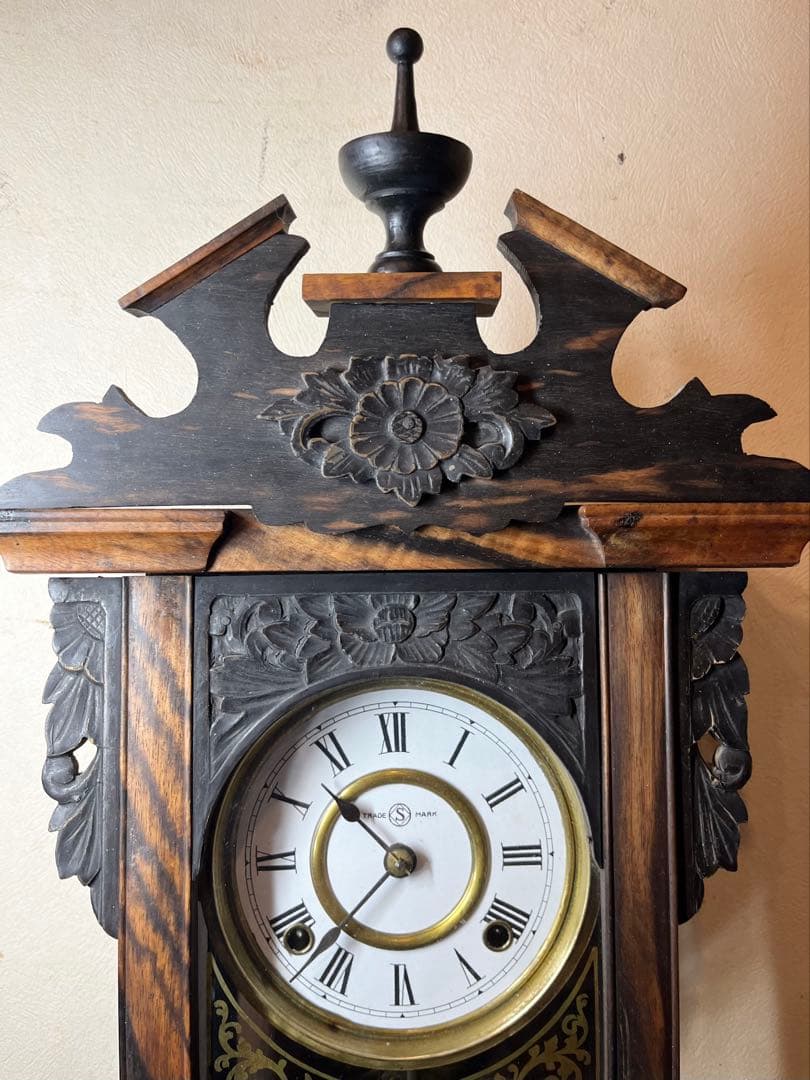 精工舎　黒柿　柱時計　古時計　振り子　レトロ　ゼンマイ　ユンハンス　ボンボン