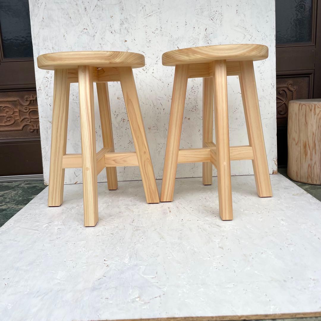 RRR　国産ひのき　丸椅子　木製スツール