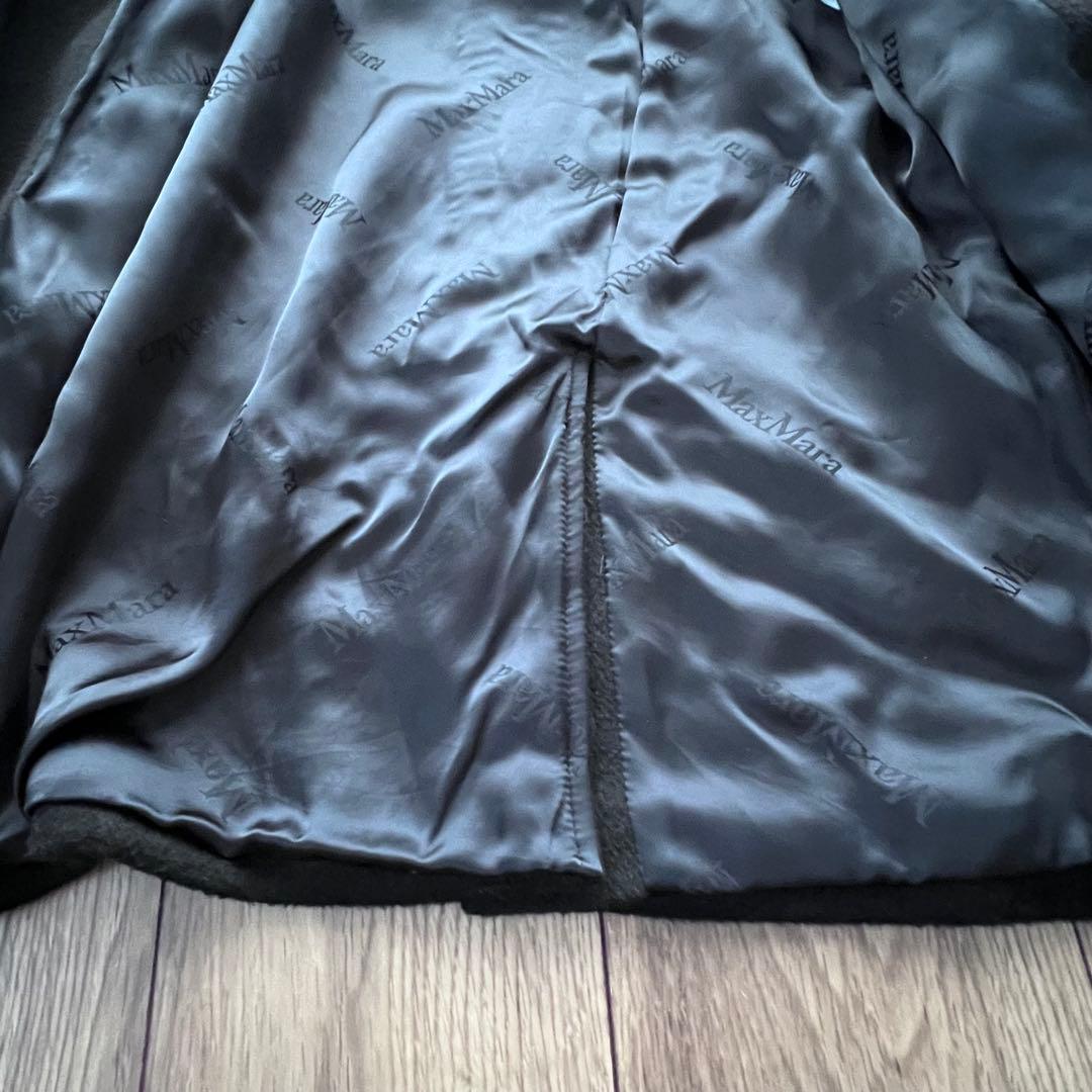 MAX MARAリアルトキャメル 100% フーデット コート - Black