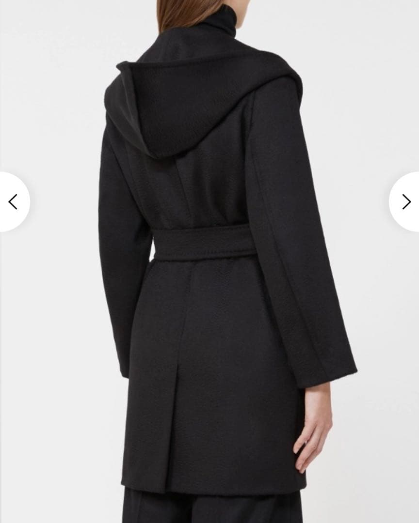 MAX MARAリアルトキャメル 100% フーデット コート - Black