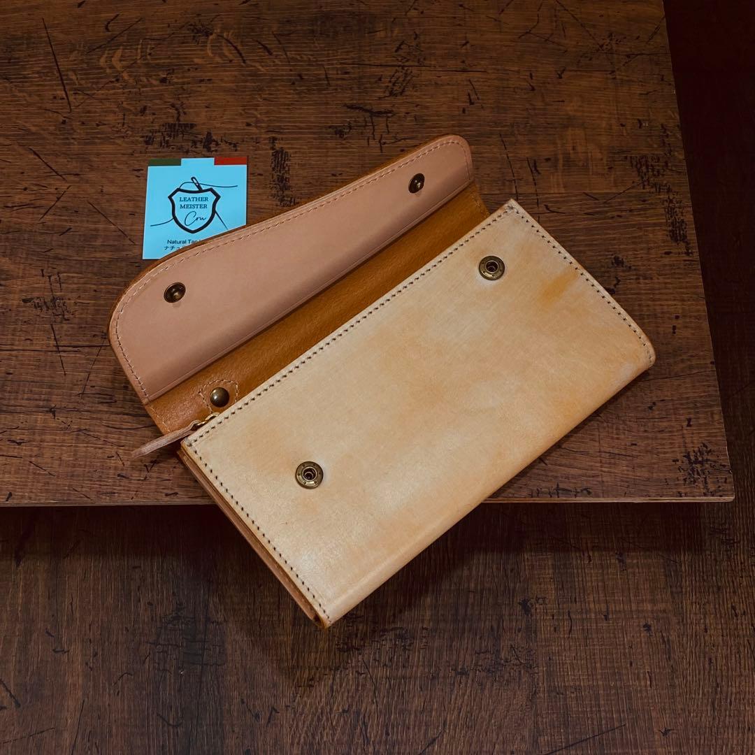 長財布 本革 ブライドルレザー メンズ ヌメ革　ロングウォレット　栃木レザー