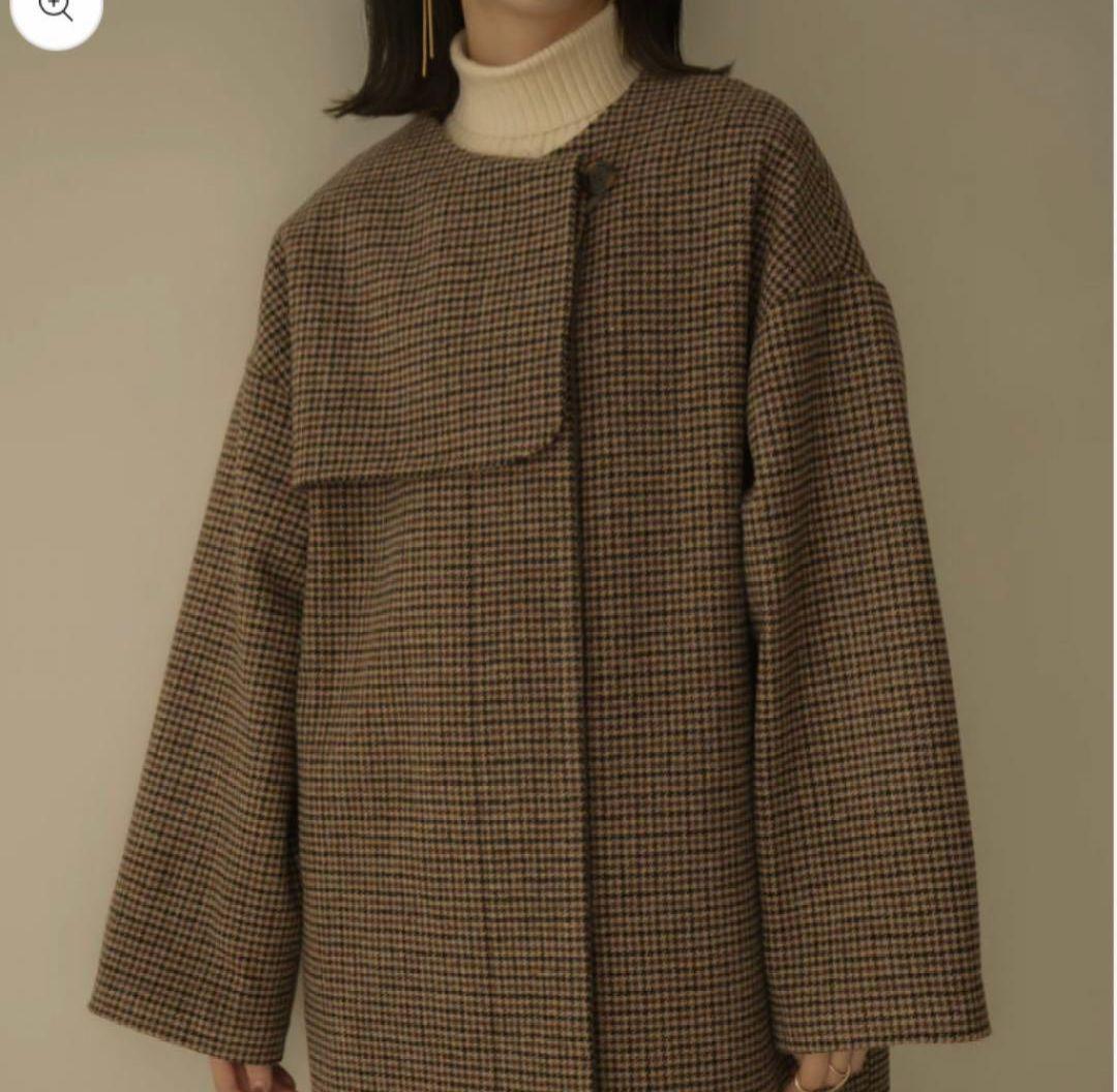 【新品タグ付き】Eaphi no collar wool check coat