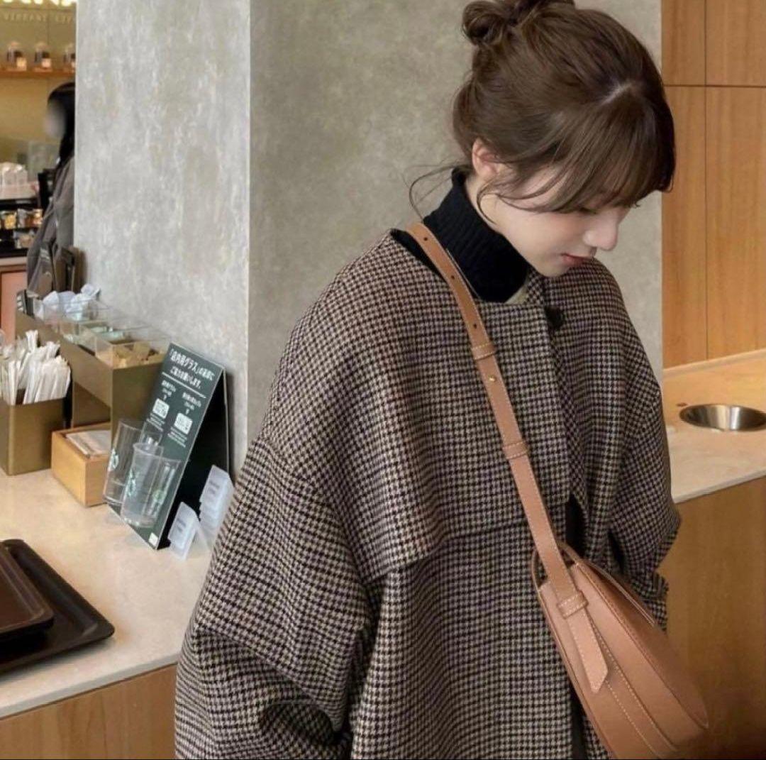 【新品タグ付き】Eaphi no collar wool check coat