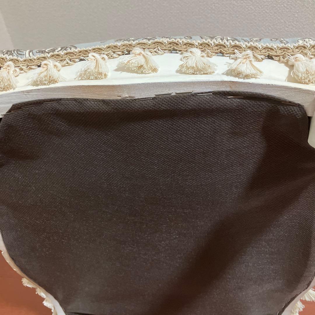 アンティーク調　白　椅子　スツール トワルドジュイ柄座面　ハンドメイド作品