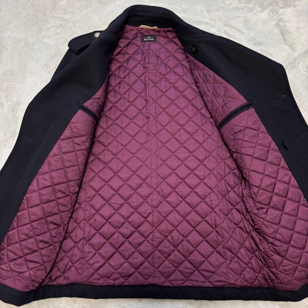 美品✨ポールスミス カシミヤ ナポレオンコート キルティング 銀ボタン 三者混