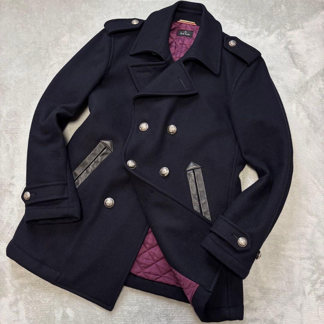 美品✨ポールスミス カシミヤ ナポレオンコート キルティング 銀ボタン 三者混