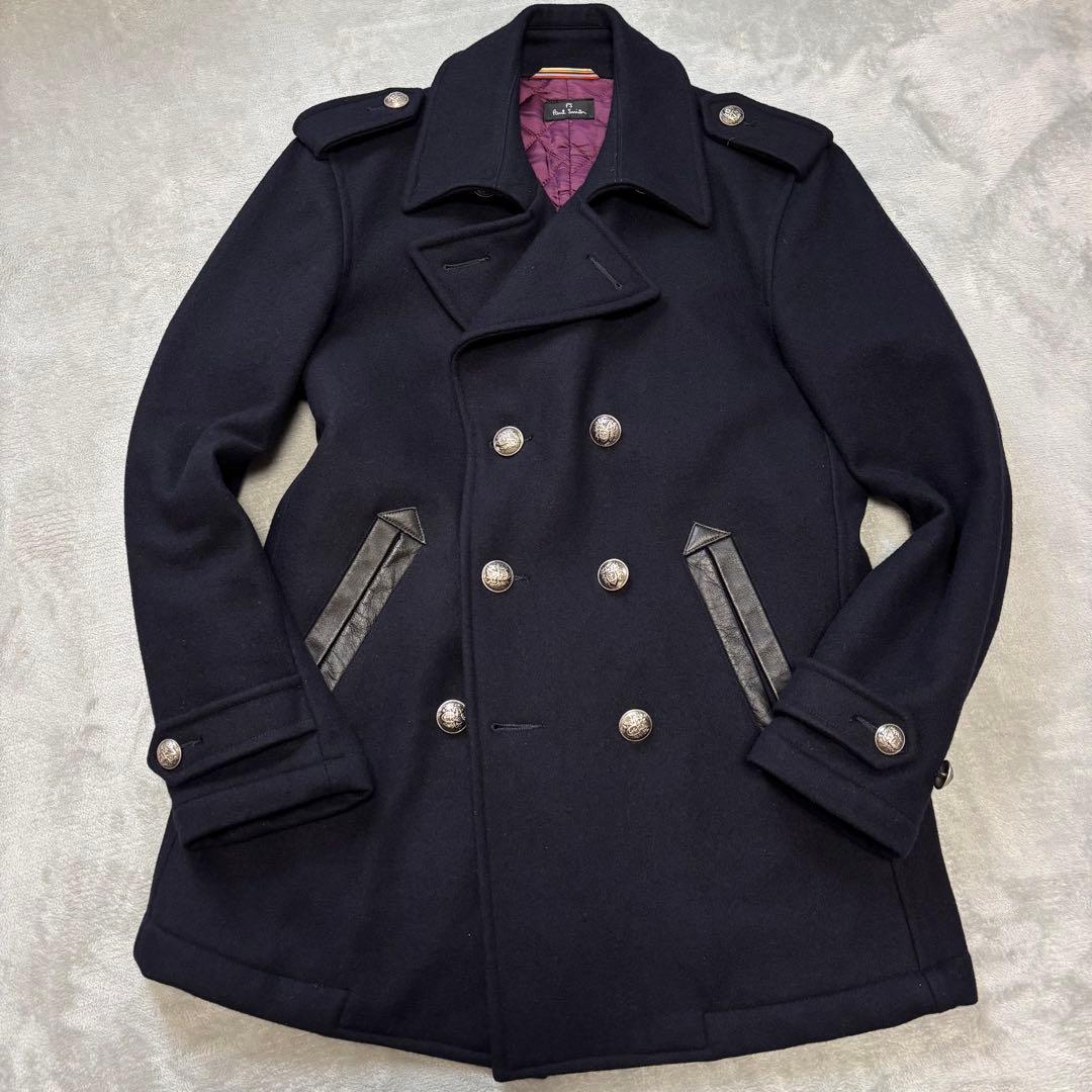 美品✨ポールスミス カシミヤ ナポレオンコート キルティング 銀ボタン 三者混