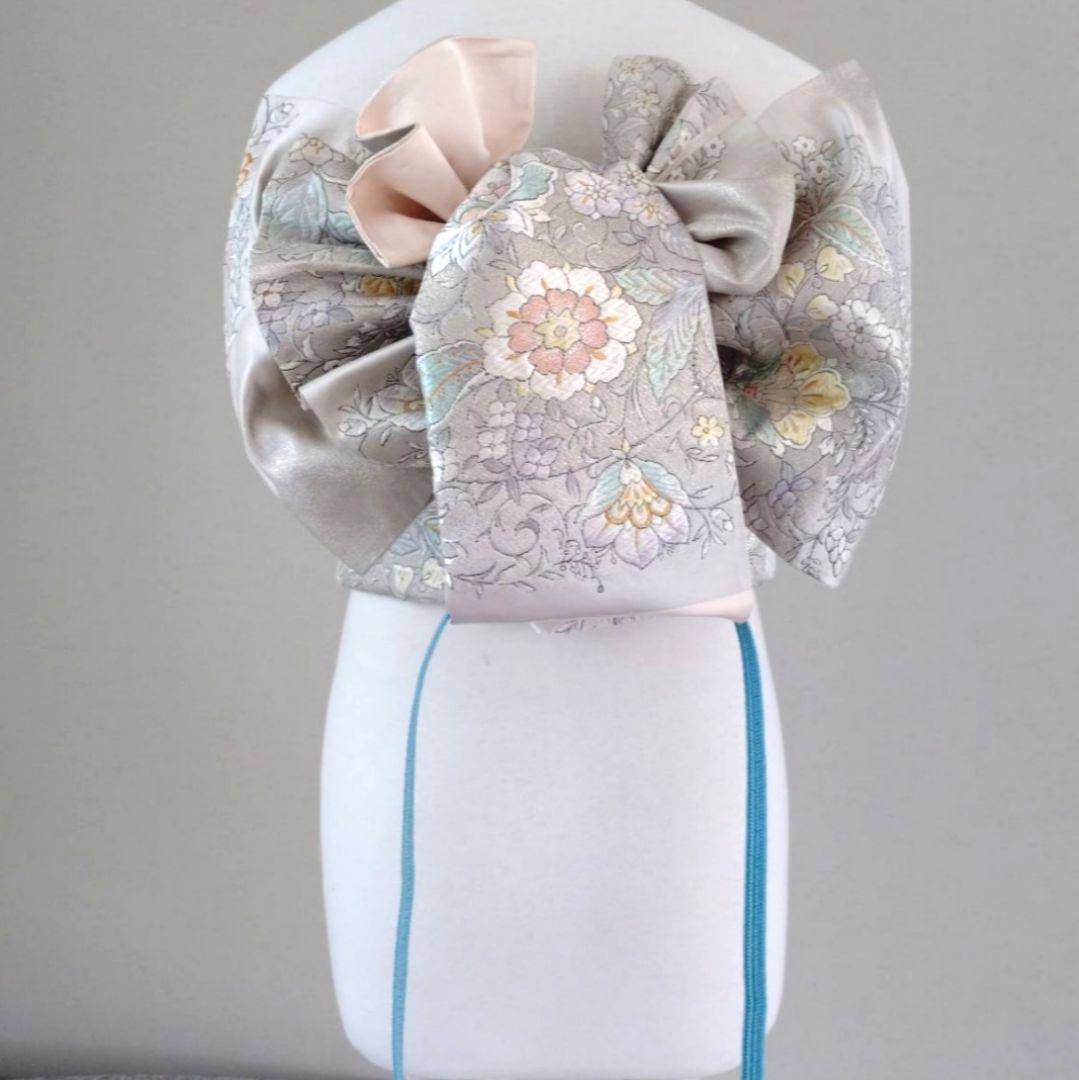 専用　一部式作り帯　振袖用　華やぎ　胴巻き～90㎝　十三参りにも　正絹　銀色