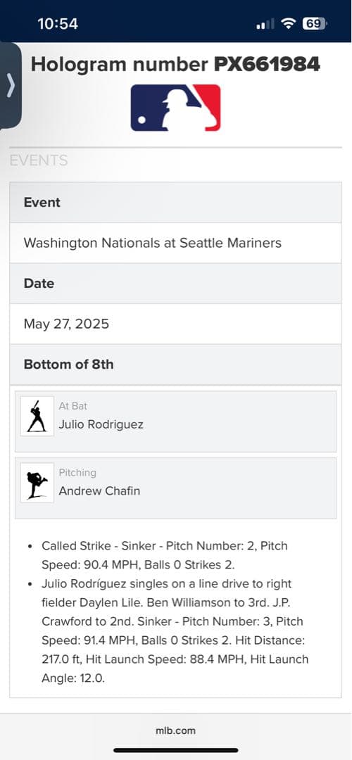 Julio Rodríguezヒット実使用球