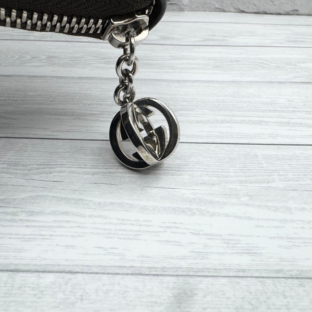【美品】GUCCI 長財布 　GG柄　キャンバス　ラウンドファスナー ブラウン