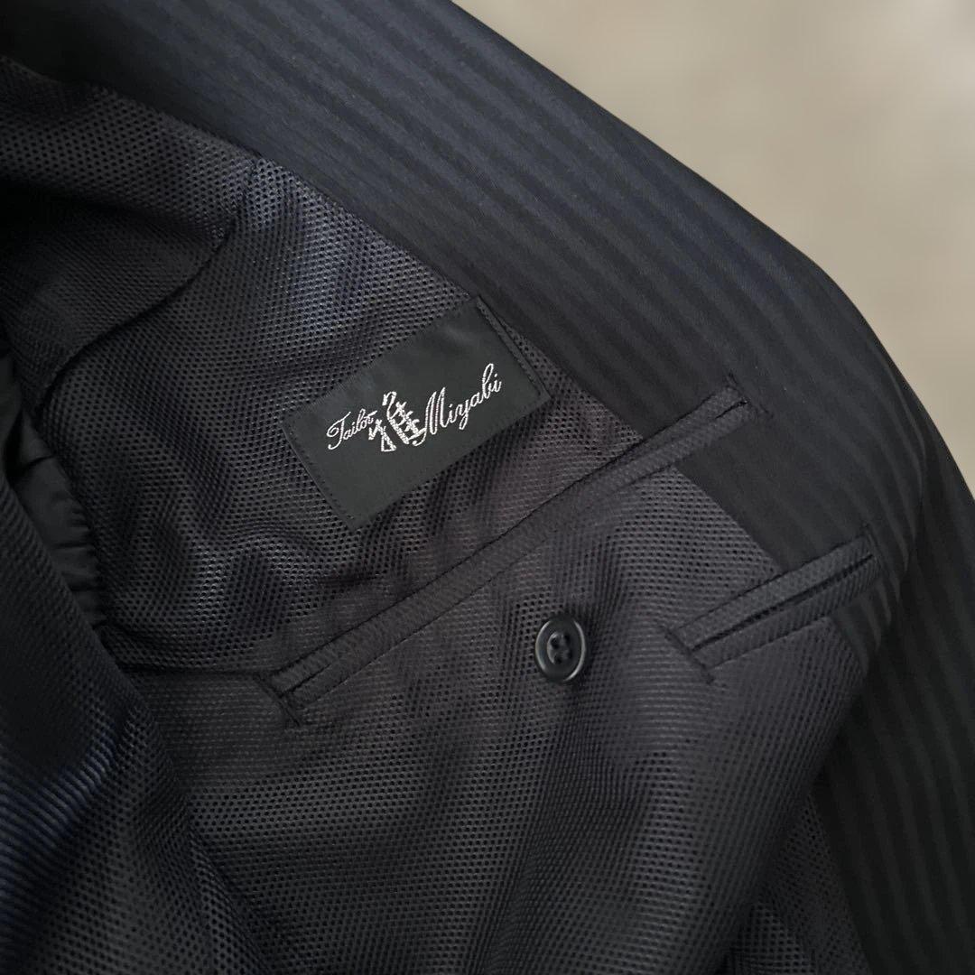 テーラー雅　ブラック ストライプ スーツ