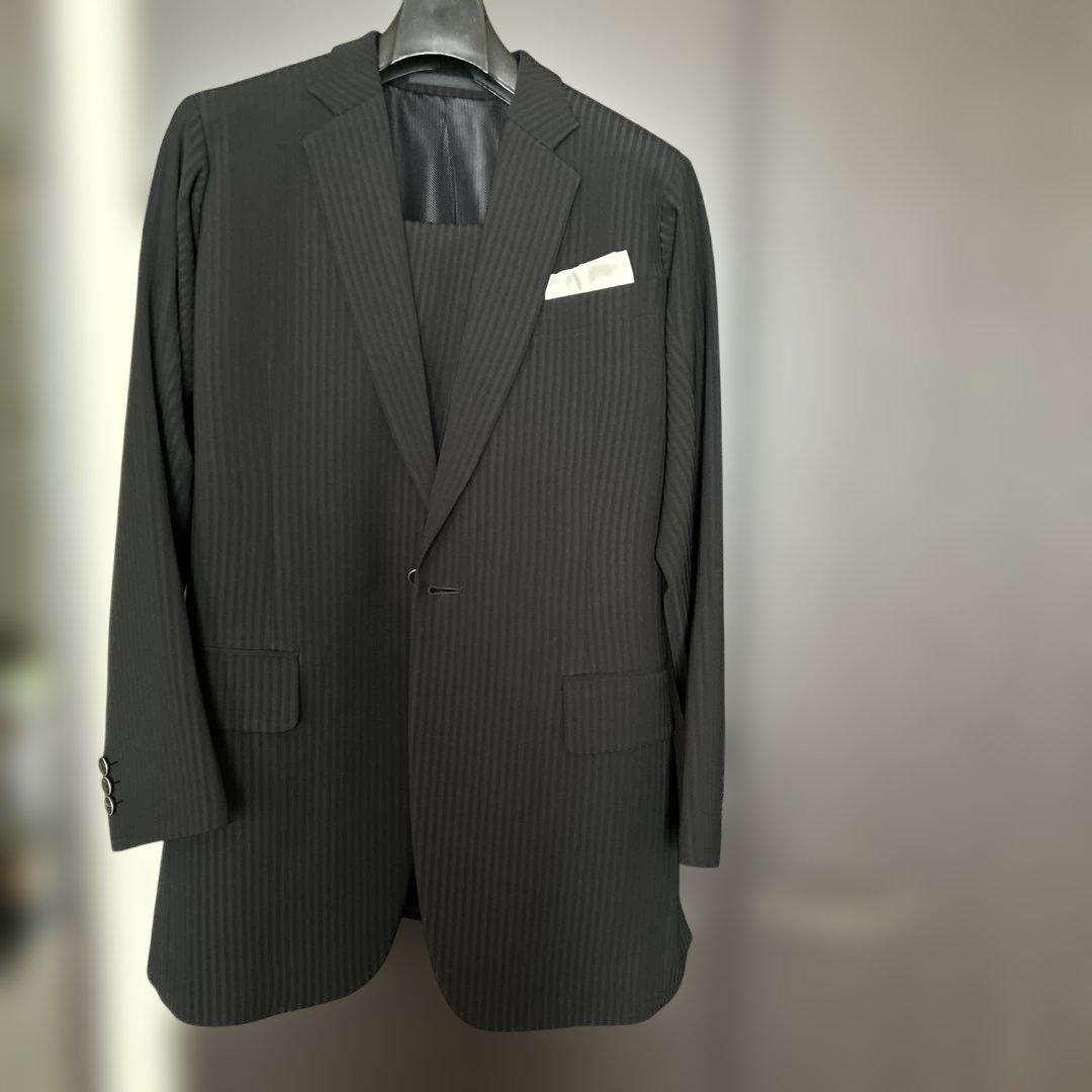 テーラー雅　ブラック ストライプ スーツ