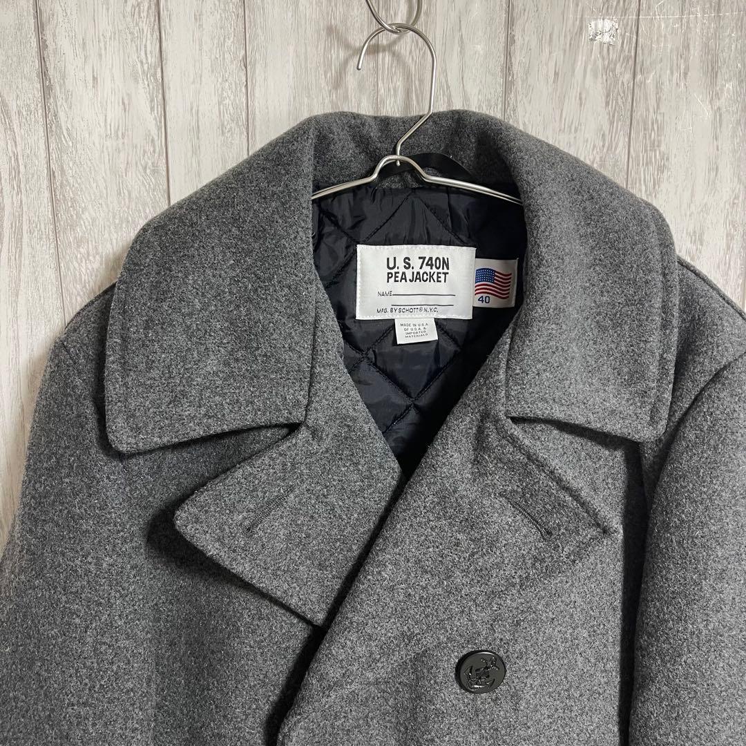 ホワイトラビット☆ Schott ピーコート グレー キルティング