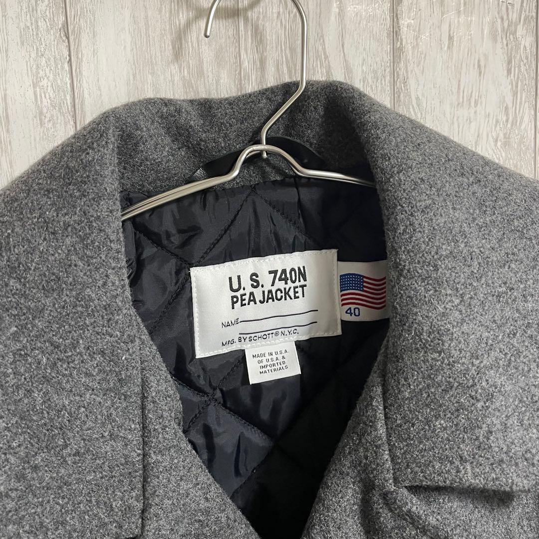 ホワイトラビット☆ Schott ピーコート グレー キルティング