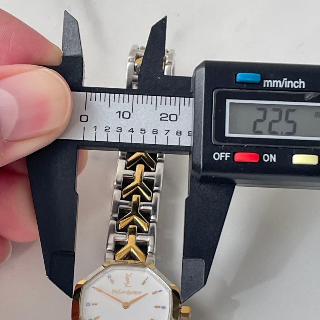 稼動品　美品　YSL イヴサンローラン　青文字　ゴールドバー　オクタゴン　腕時計