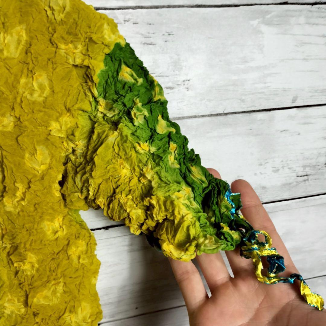 イッセイミヤケ シワ加工カットソー 半袖 ポップコーン シフォン グラデーション