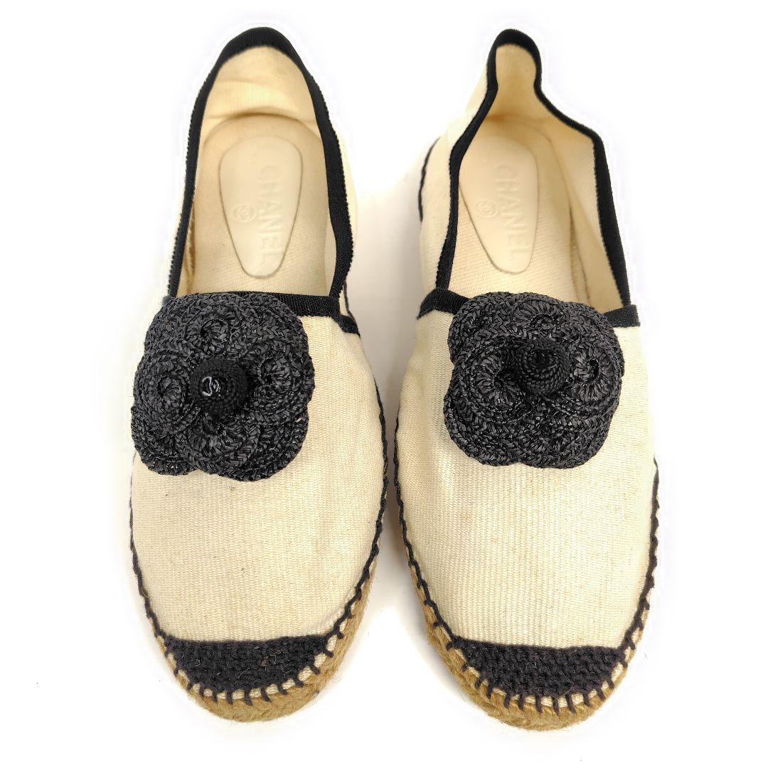 えな様★CHANEL シャネル エスバドリーユ 36 フラット 23cmカメリア