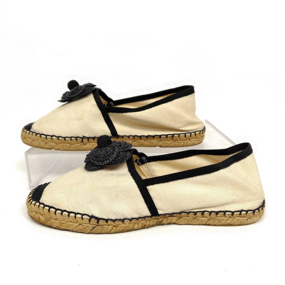 えな様★CHANEL シャネル エスバドリーユ 36 フラット 23cmカメリア