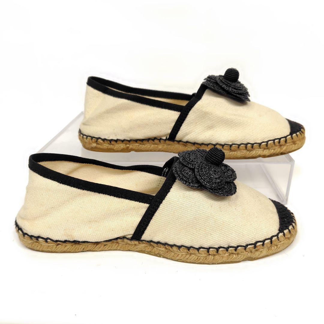 えな様★CHANEL シャネル エスバドリーユ 36 フラット 23cmカメリア