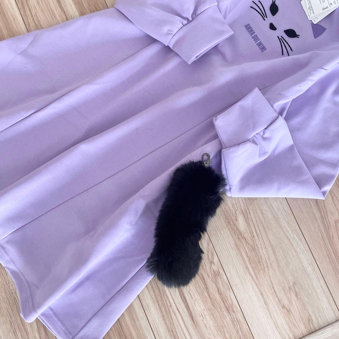 新品　アナスイミニ　ネコカットワンピース しっぽ付　150