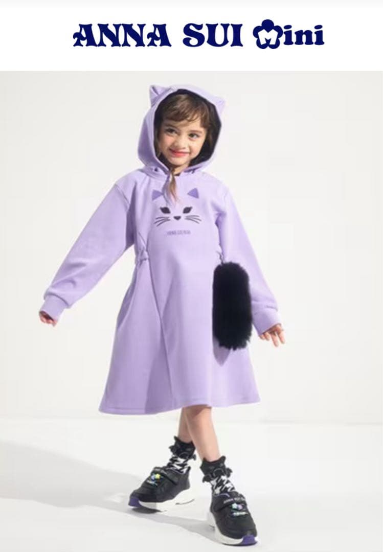 新品　アナスイミニ　ネコカットワンピース しっぽ付　150