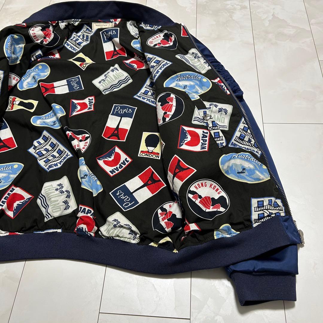 メゾンキツネ ネイビー MA-1 フライトジャケット L ブルゾン