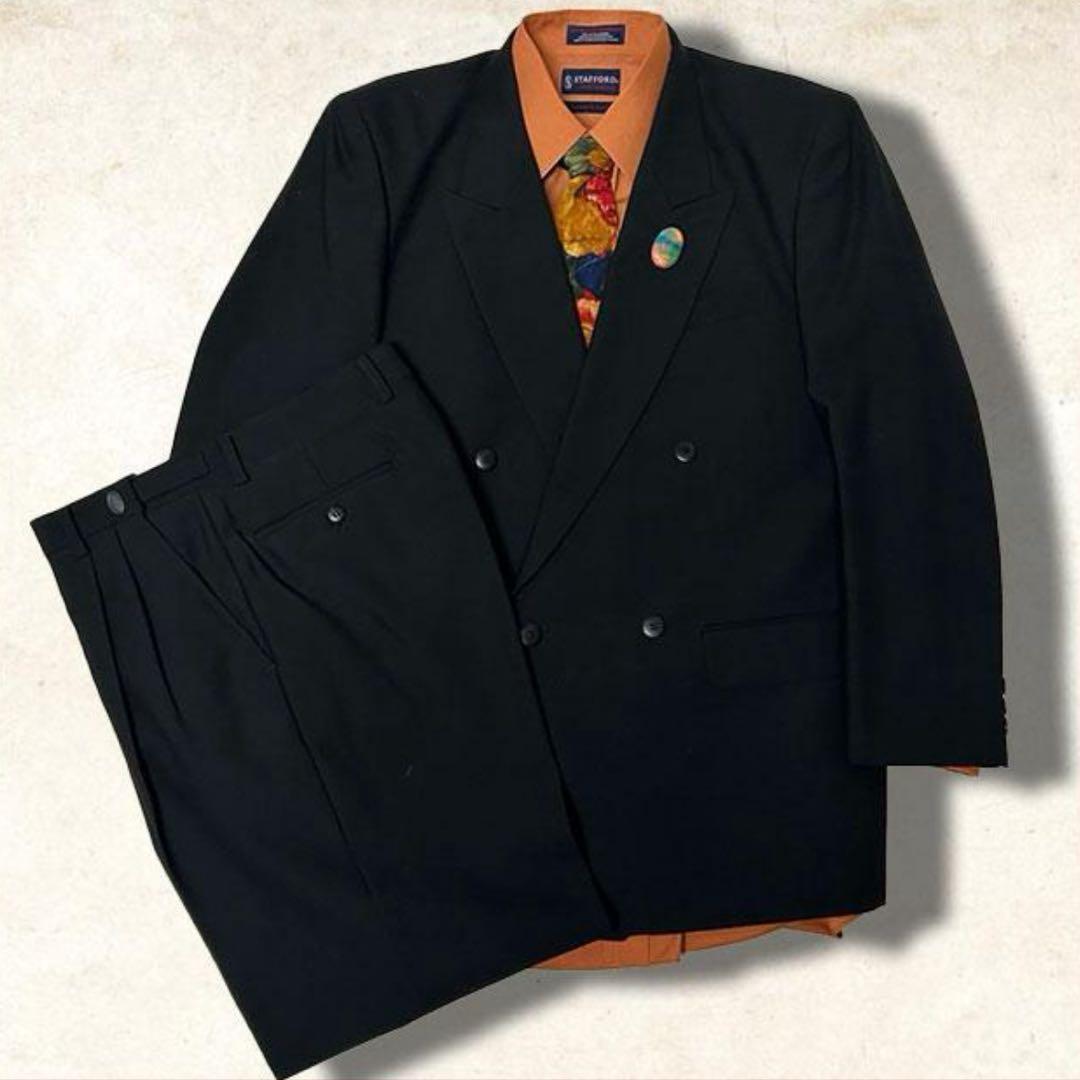 STAFFORD ブラック ダブルブレストスーツ