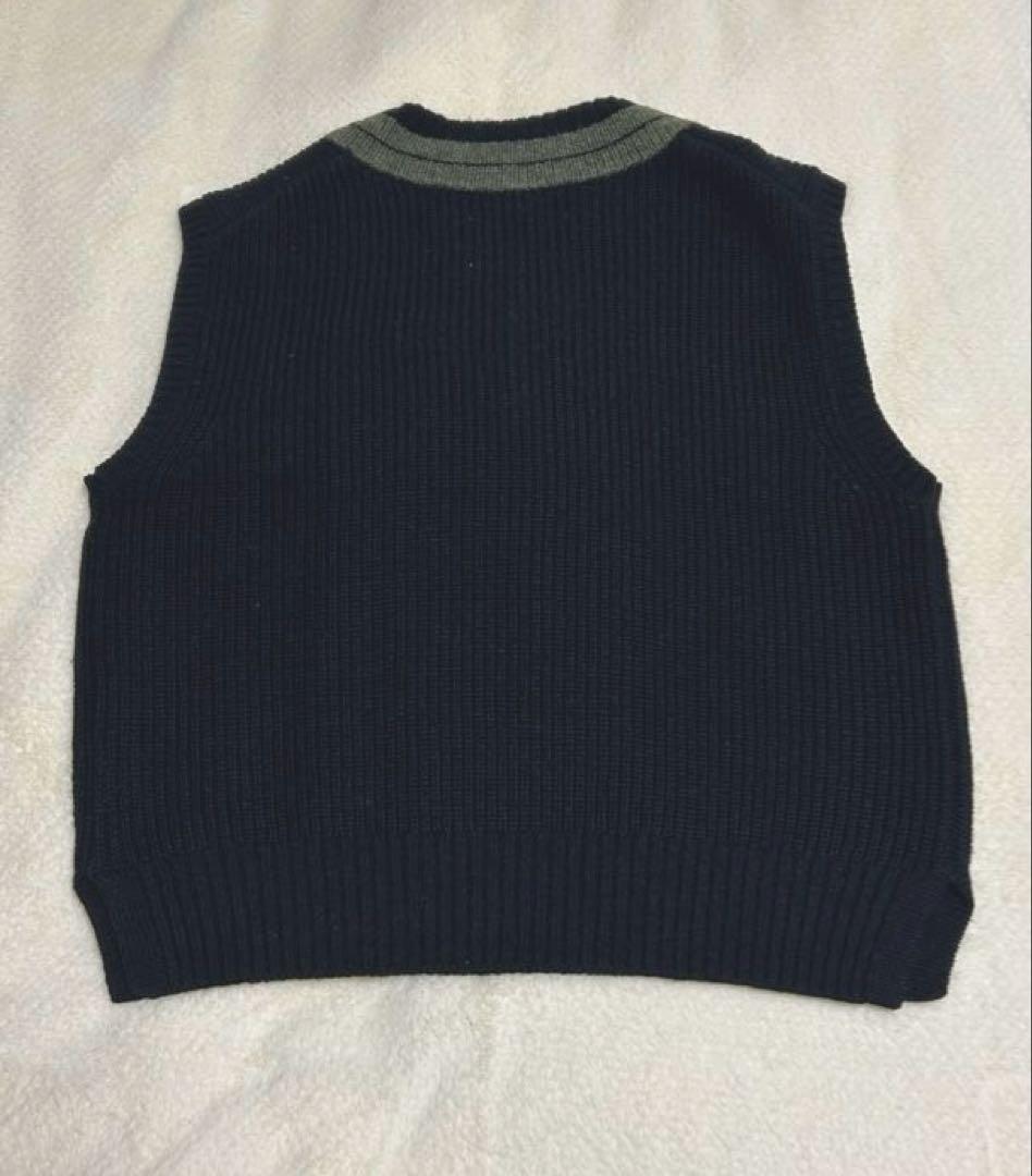 MHLマーガレットハウエル ウールニットベスト ブラック×カーキ