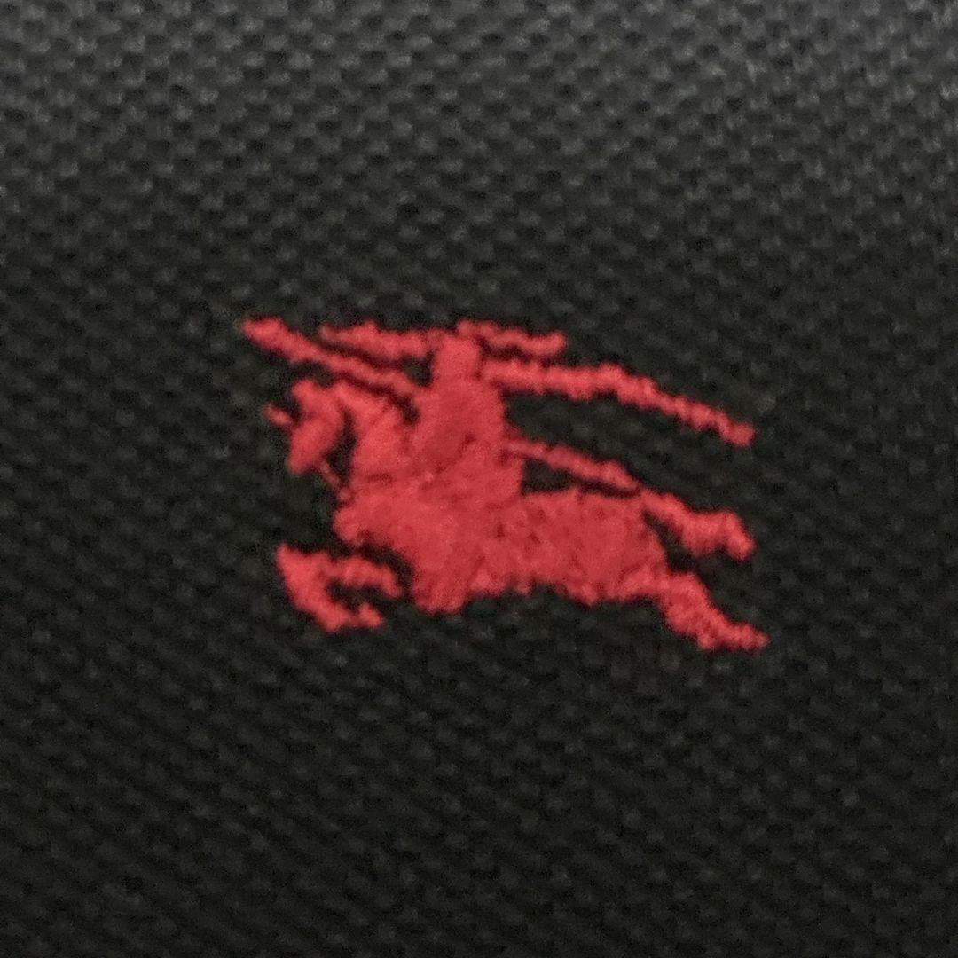 【美品】バーバリーロンドン ポロシャツ 半袖 ノヴァチェック 刺繍ロゴ 黒 L