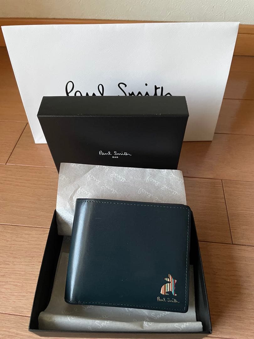 【美品】Paul Smith ブライトストライプ　ラビット　二つ折り財布