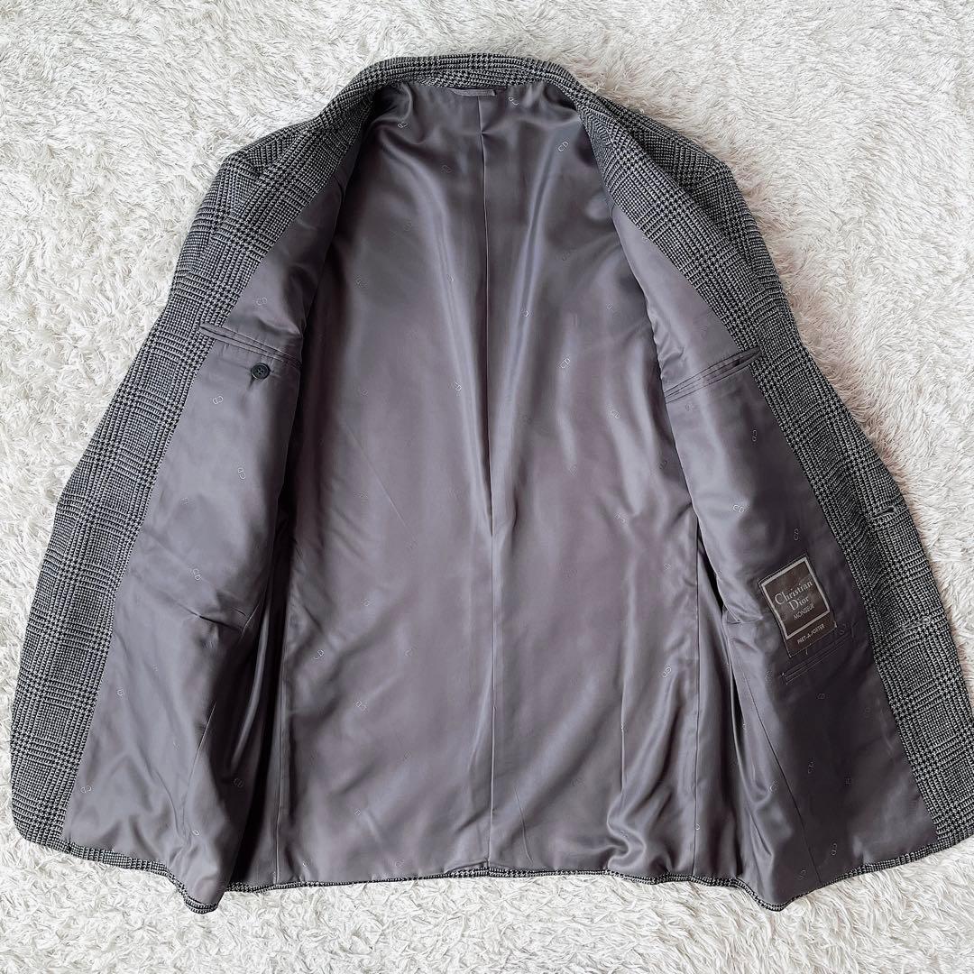 【美品】クリスチャンディオール テーラードジャケット グレンチェックウール