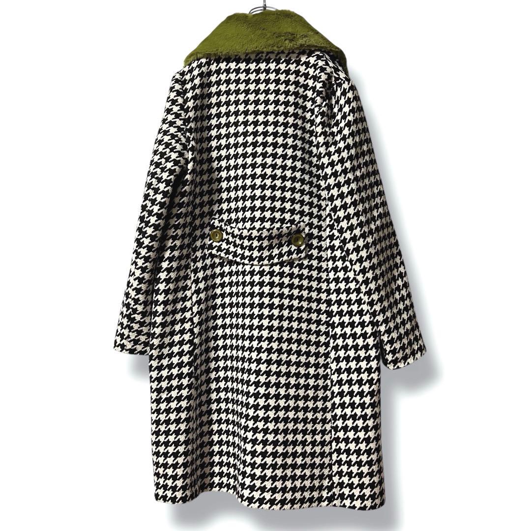 美品❤️イタリア製❤️FRANCO FERRARO チェスターコート ファー 千鳥柄
