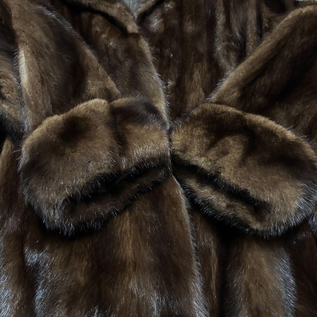 最高級　エンバ　リアルミンクファーコート　ブラウン　本毛皮