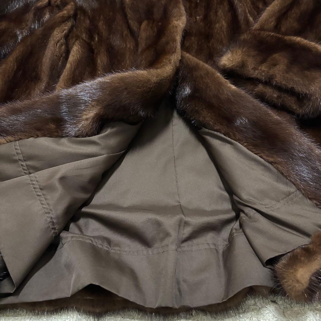 最高級　エンバ　リアルミンクファーコート　ブラウン　本毛皮