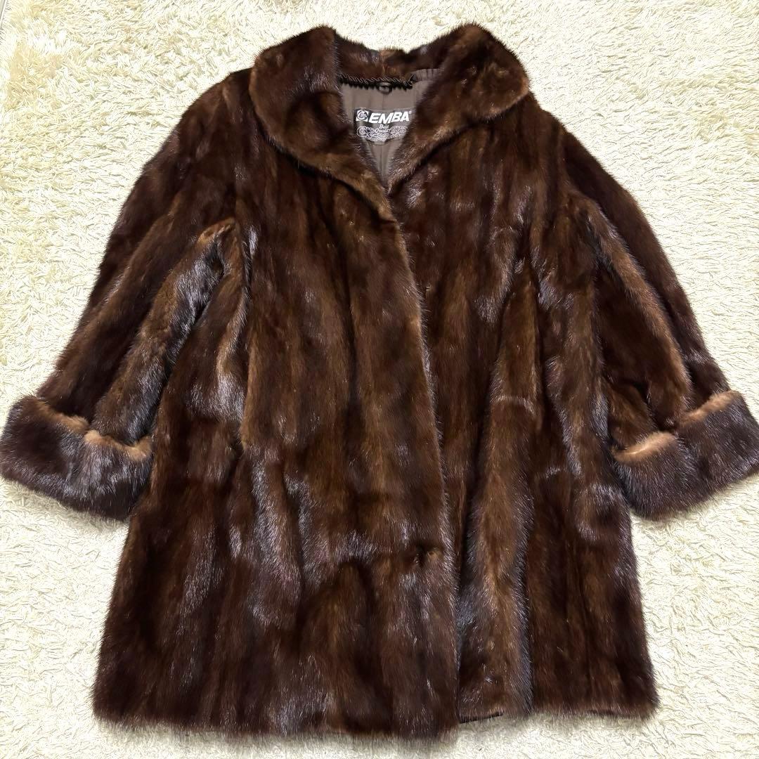 最高級　エンバ　リアルミンクファーコート　ブラウン　本毛皮
