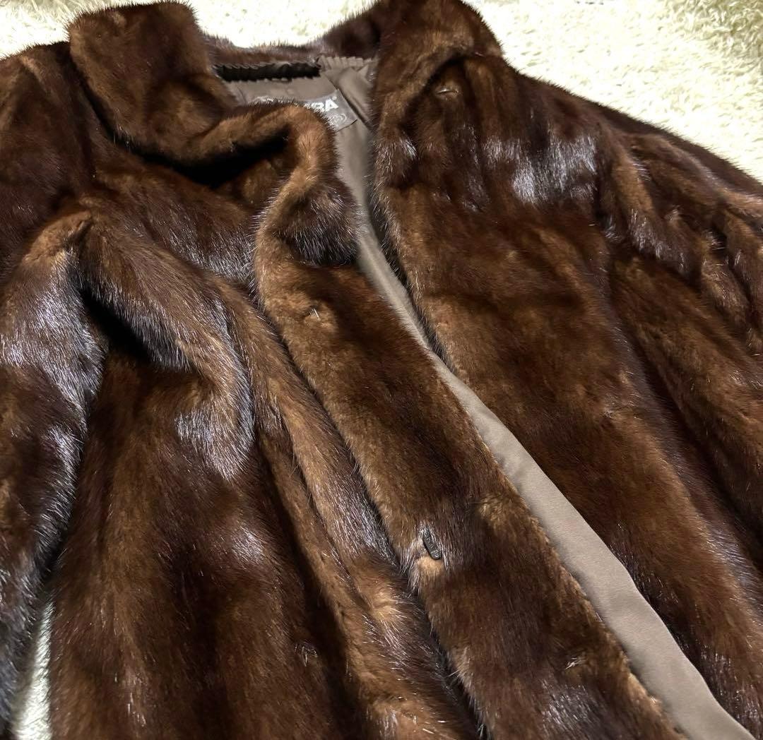 最高級　エンバ　リアルミンクファーコート　ブラウン　本毛皮