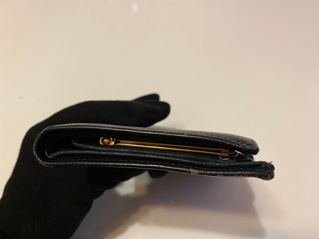 お得！CHANEL キャビアスキン　ガマ口　ブラック 長財布！