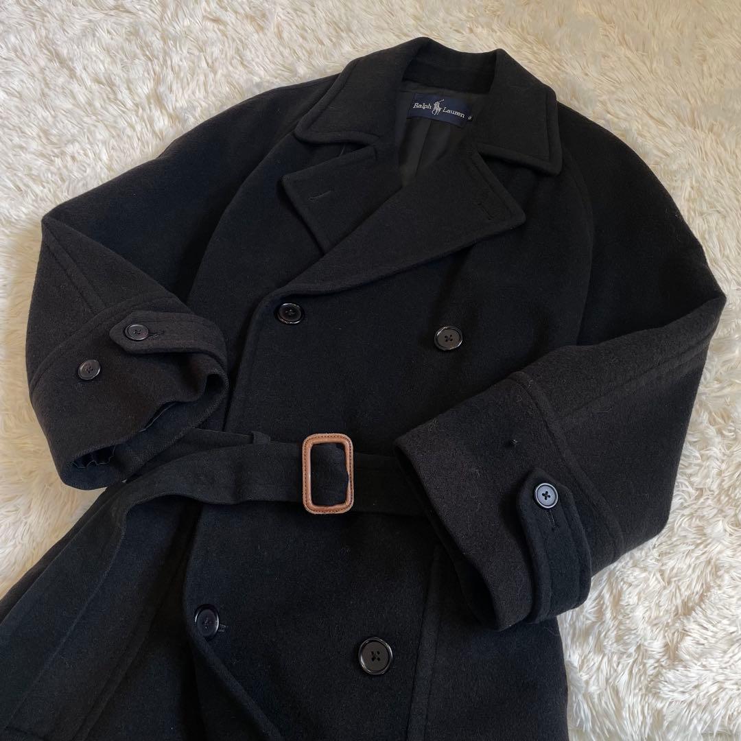 ラルフローレン ロング チェスター コート ベルト付き ウール ブラック