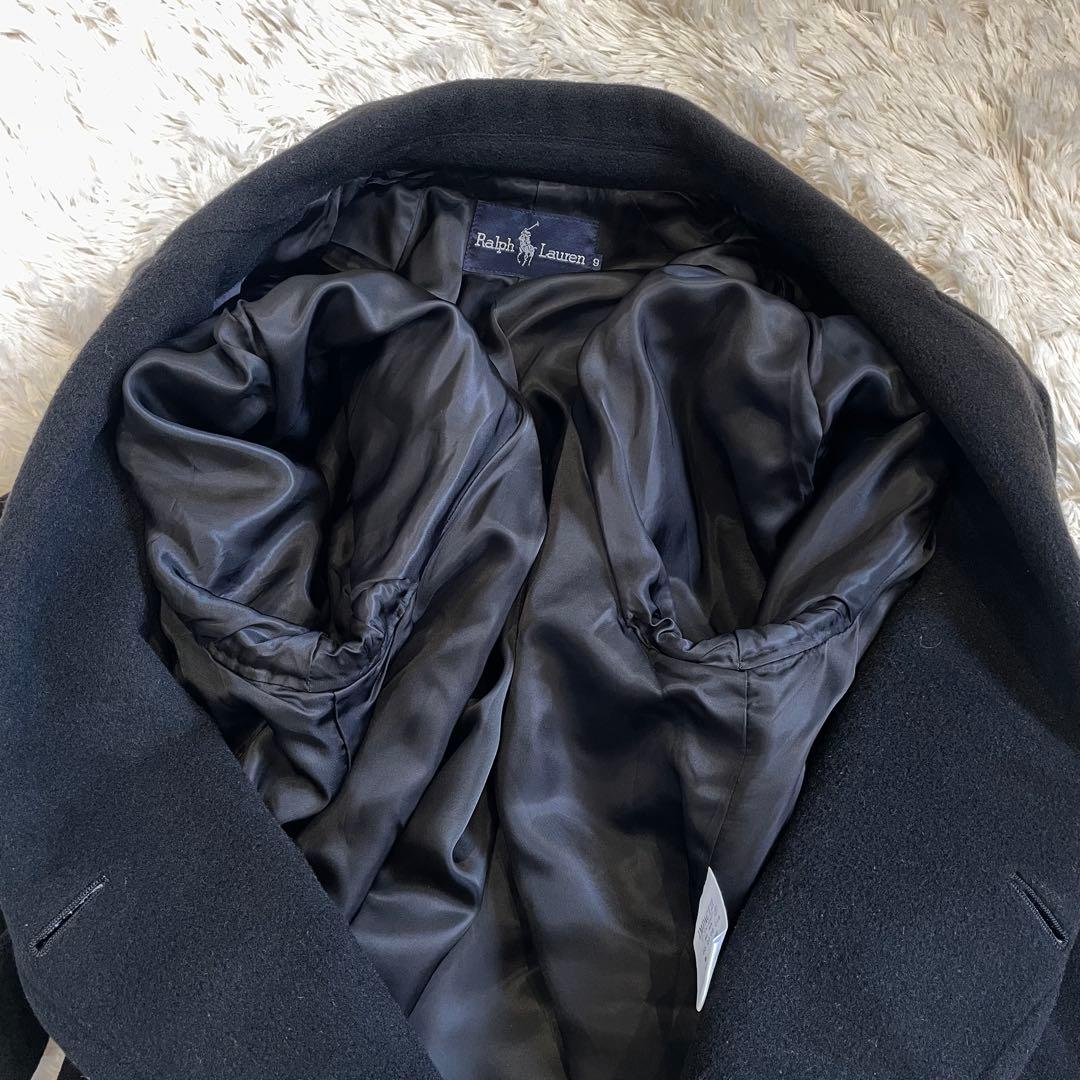 ラルフローレン ロング チェスター コート ベルト付き ウール ブラック