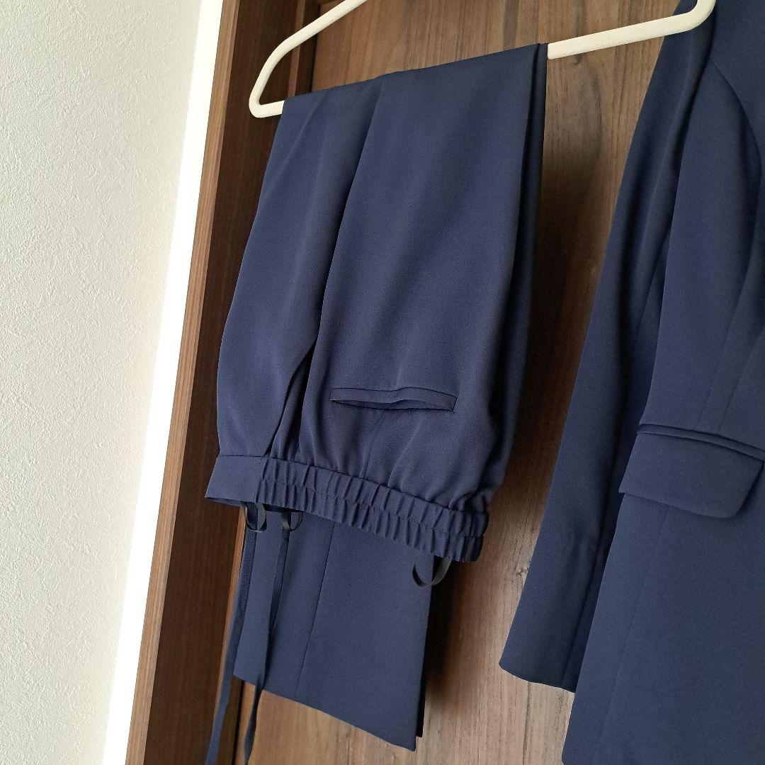 overE U65 ノーカラーハイストレッチジョーゼットジャケット パンツセット